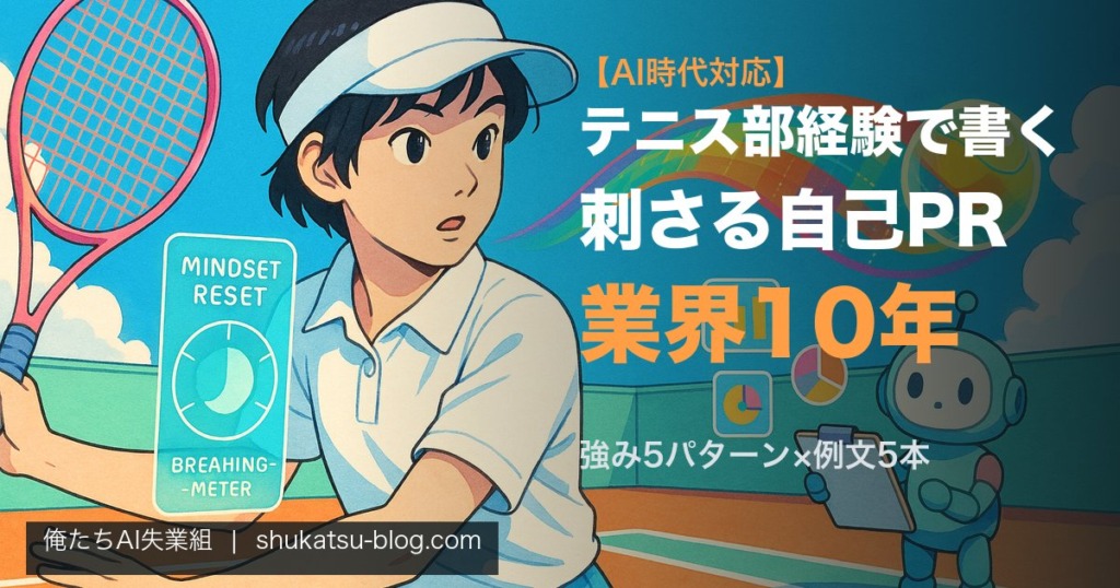 テニス部経験で書く自己PR──業界10年が教える刺さるエピソード設計【AI時代対応】 アイキャッチ画像